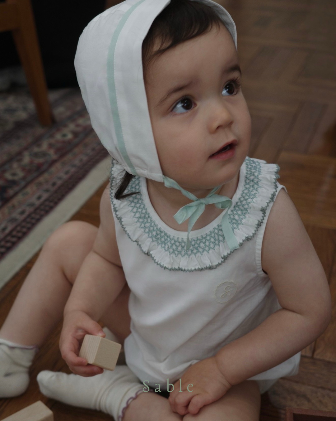 mint smock romper